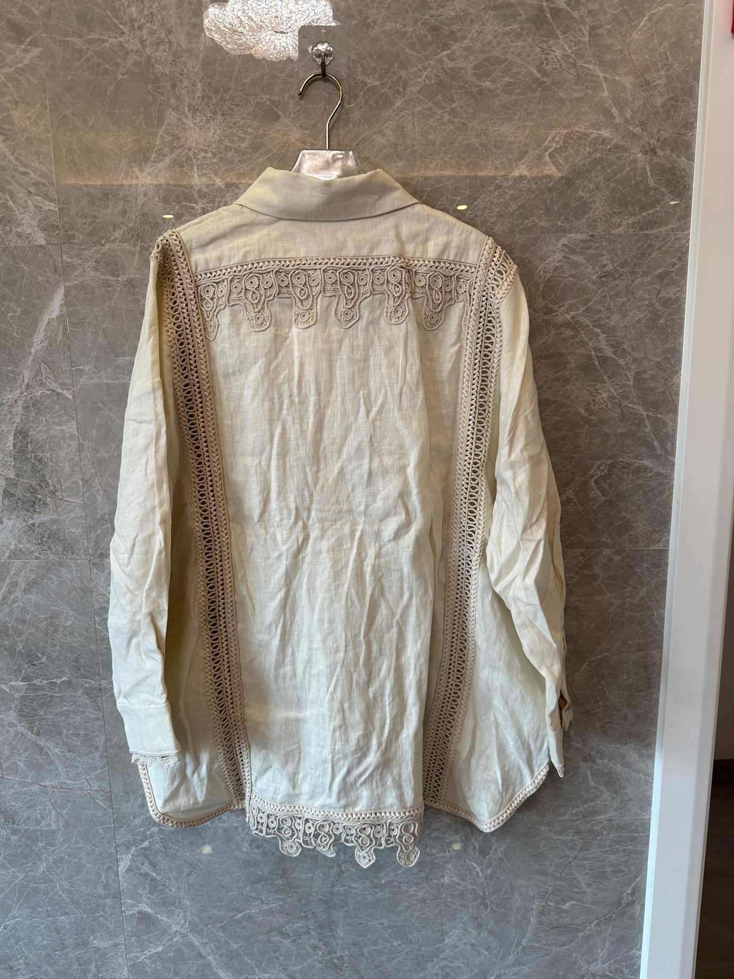 Zimmermann Lace-Trim Long Sleeve Blouse in Ivory