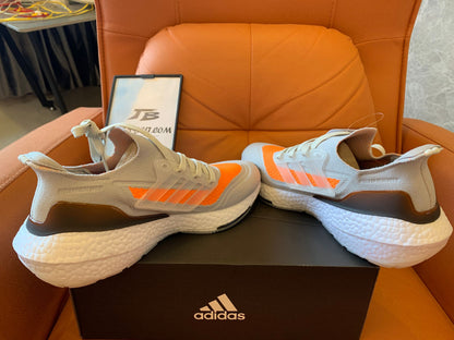 Adidas Ultraboost 22 -Light Gray with Orange Accents