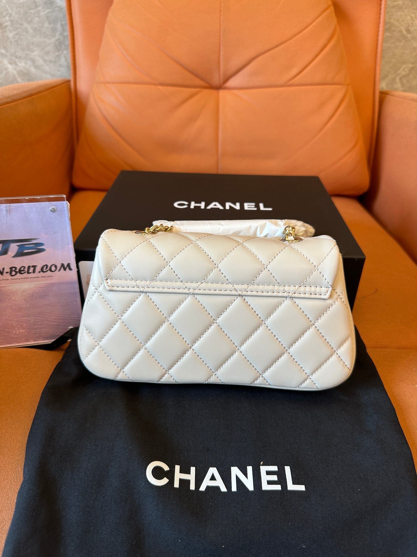 Chanel Beige Quilted Leather Flap Bag with Gold Hardware