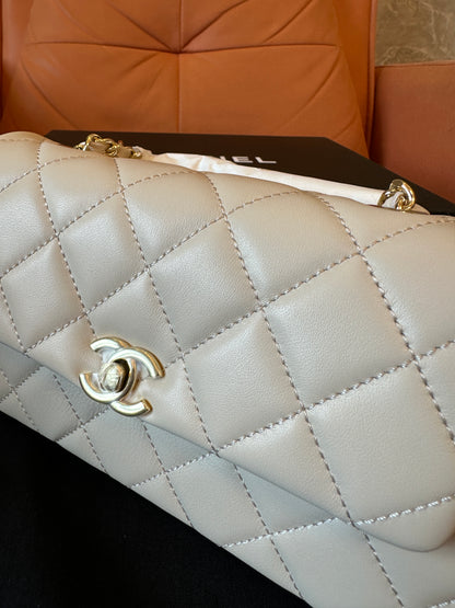 Chanel Beige Quilted Leather Flap Bag with Gold Hardware