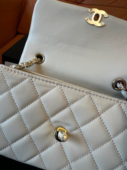 Chanel Beige Quilted Leather Flap Bag with Gold Hardware