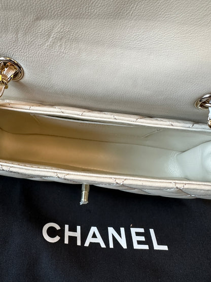 Chanel Beige Quilted Leather Flap Bag with Gold Hardware