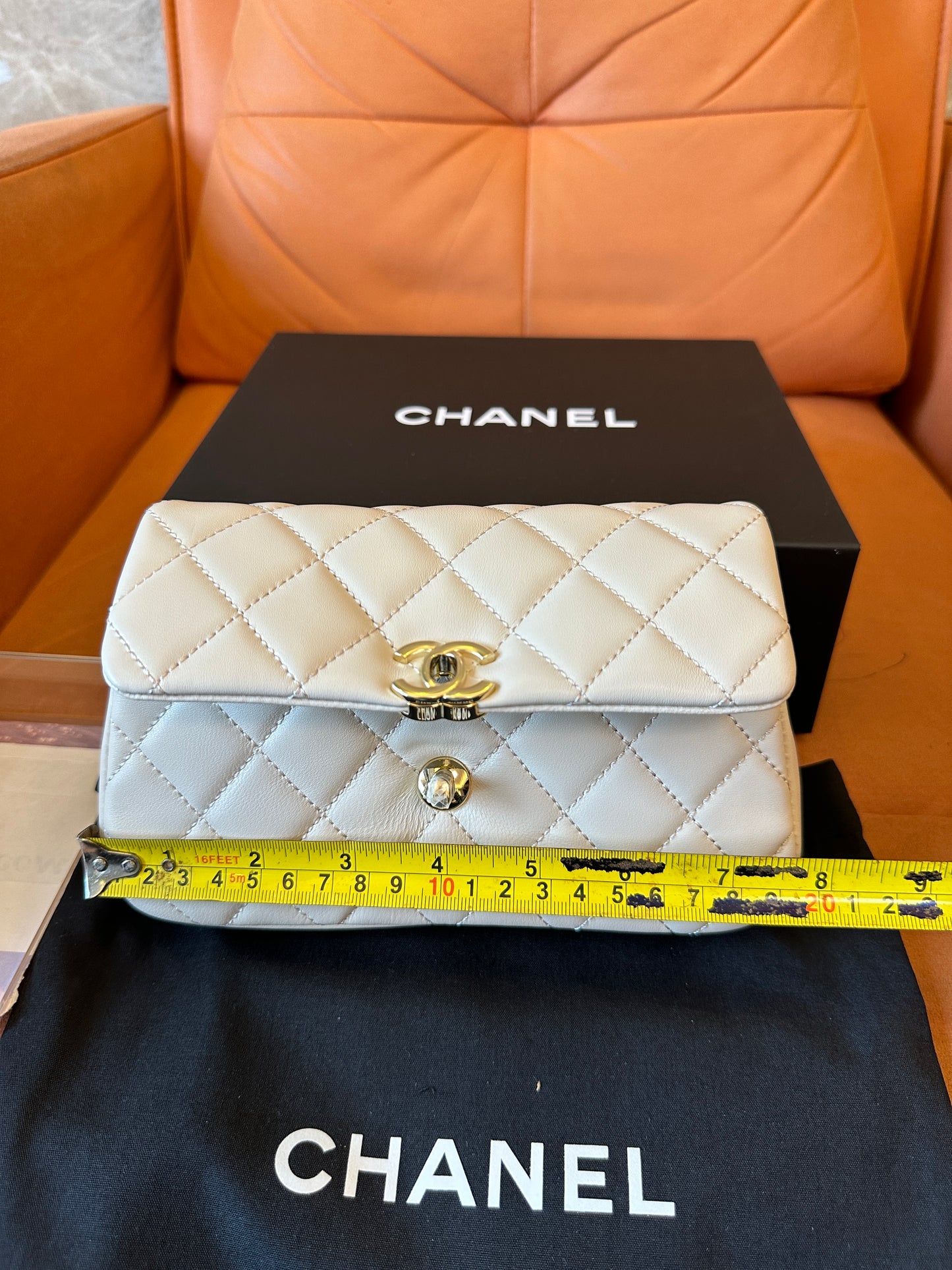 Chanel Beige Quilted Leather Flap Bag with Gold Hardware