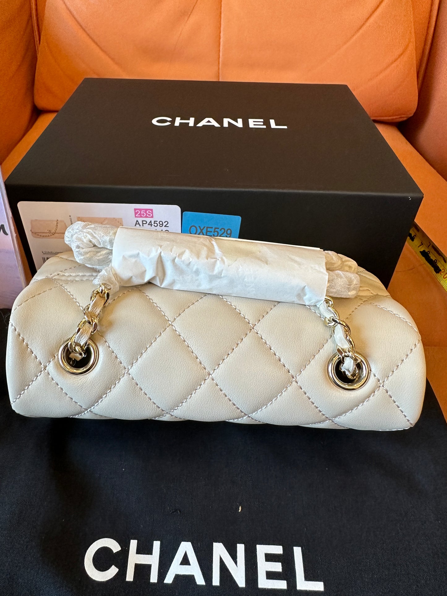 Chanel Beige Quilted Leather Flap Bag with Gold Hardware