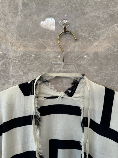 TOTEME Monogram Long Dress in Ivory and Black