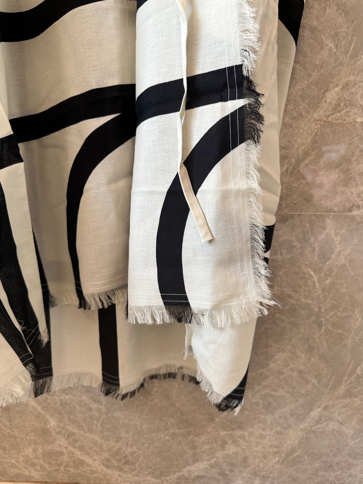 TOTEME Monogram Long Dress in Ivory and Black