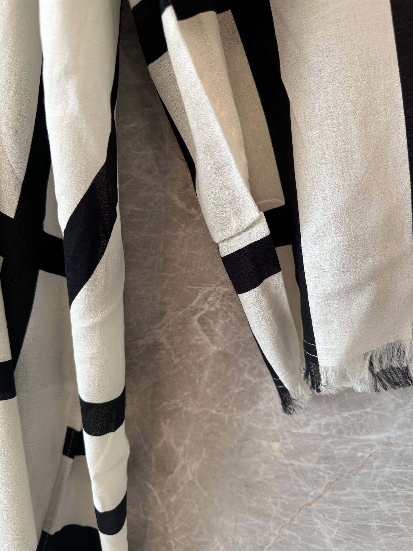 TOTEME Monogram Long Dress in Ivory and Black