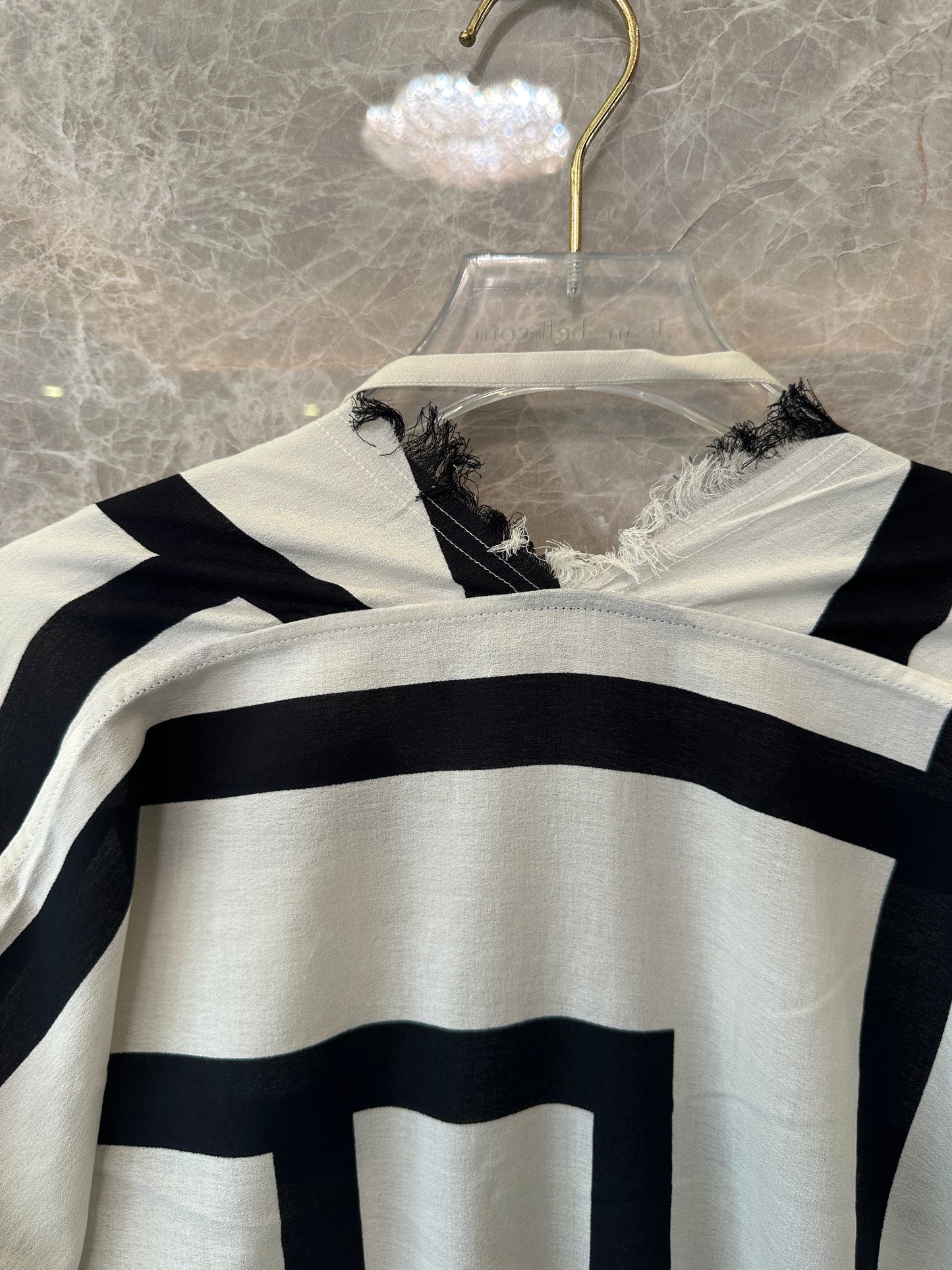 TOTEME Monogram Long Dress in Ivory and Black