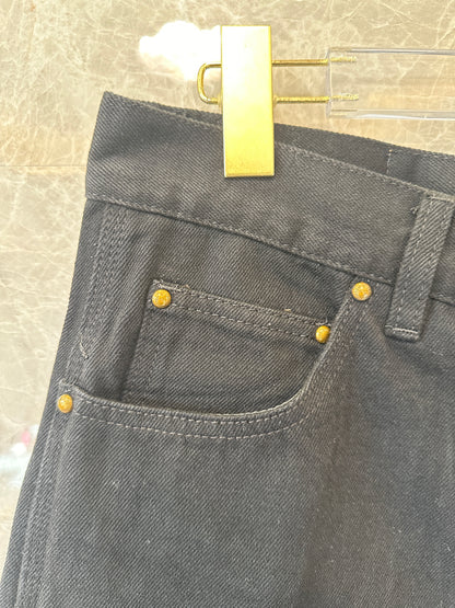 Louis Vuitton Monogram Embossed Denim Shorts in Black