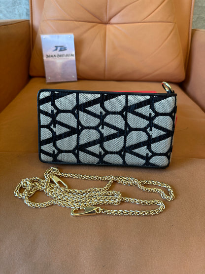 Valentino Garavani VLogo Signature Canvas Phone Bag with Chain Strap