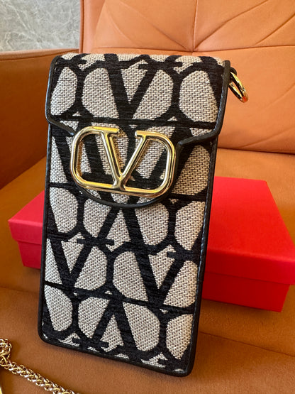 Valentino Garavani VLogo Signature Canvas Phone Bag with Chain Strap