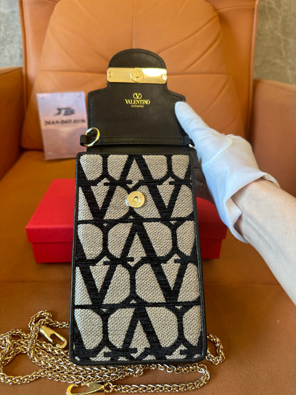 Valentino Garavani VLogo Signature Canvas Phone Bag with Chain Strap