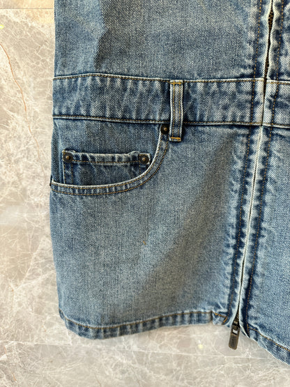 Vestido Macacão Miu Miu Vintage em Ganga com Fecho Éclair