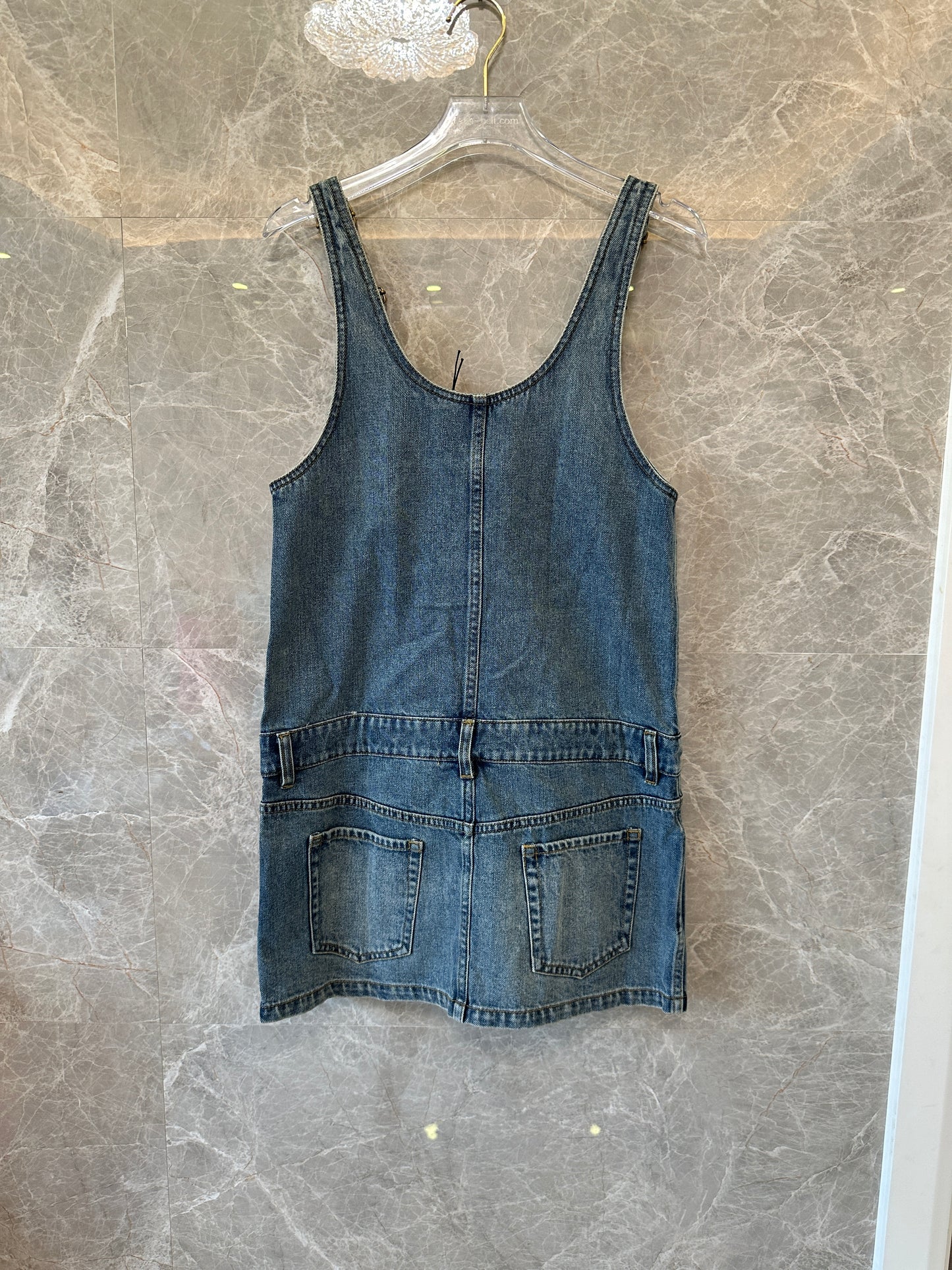 Vestido Macacão Miu Miu Vintage em Ganga com Fecho Éclair