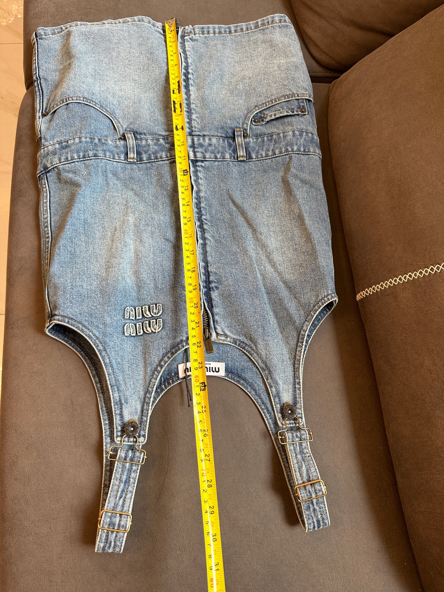 Vestido Macacão Miu Miu Vintage em Ganga com Fecho Éclair