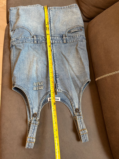 Vestido Macacão Miu Miu Vintage em Ganga com Fecho Éclair
