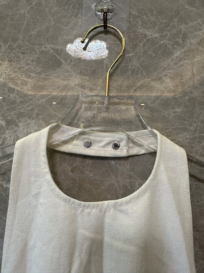 Prada White Denim Halter Dress with Pockets