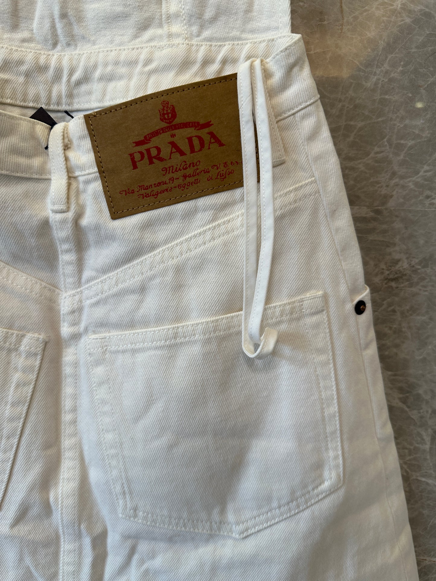 Prada White Denim Halter Dress with Pockets