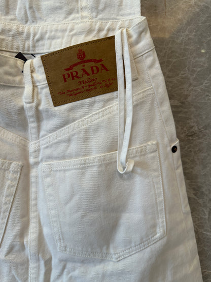 Prada White Denim Halter Dress with Pockets