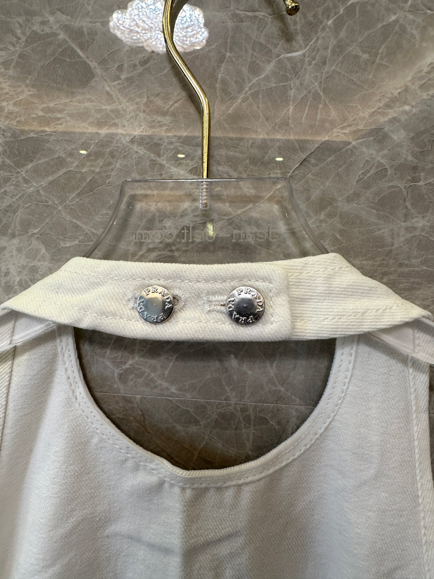 Prada White Denim Halter Dress with Pockets
