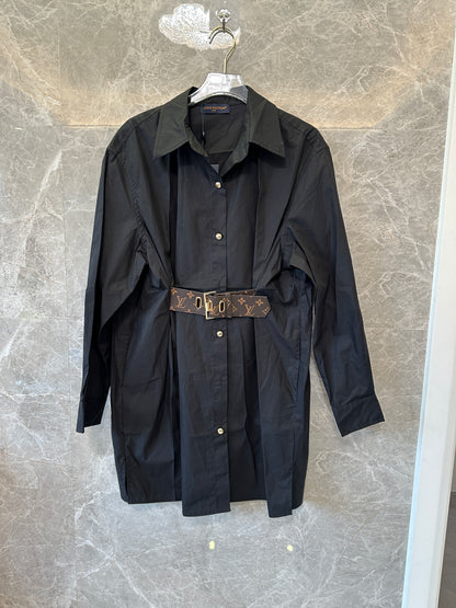 Louis Vuitton Black Shirt Dress with Belt