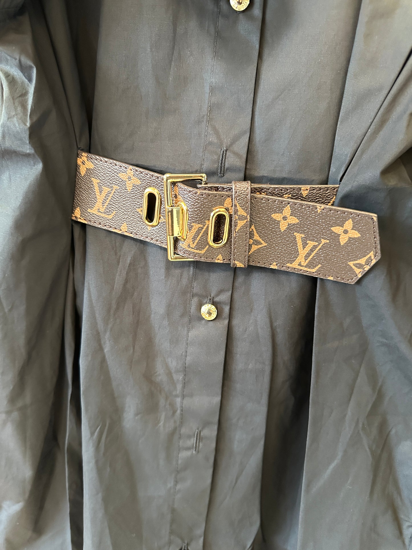 Louis Vuitton Black Shirt Dress with Belt