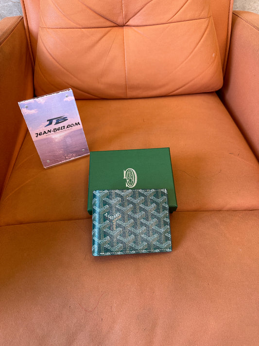 Goyard Green Goyardine Canvas Bifold Wallet with Leather Lining