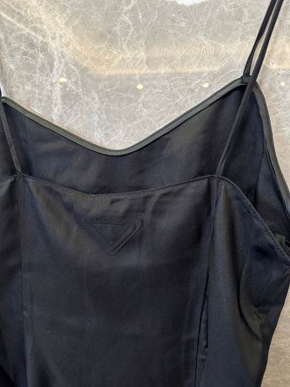Prada Black Pure Silk Slip Dress with Matching Storage Pouch