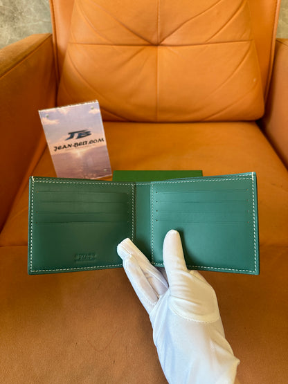 Goyard Green Goyardine Canvas Bifold Wallet with Leather Lining