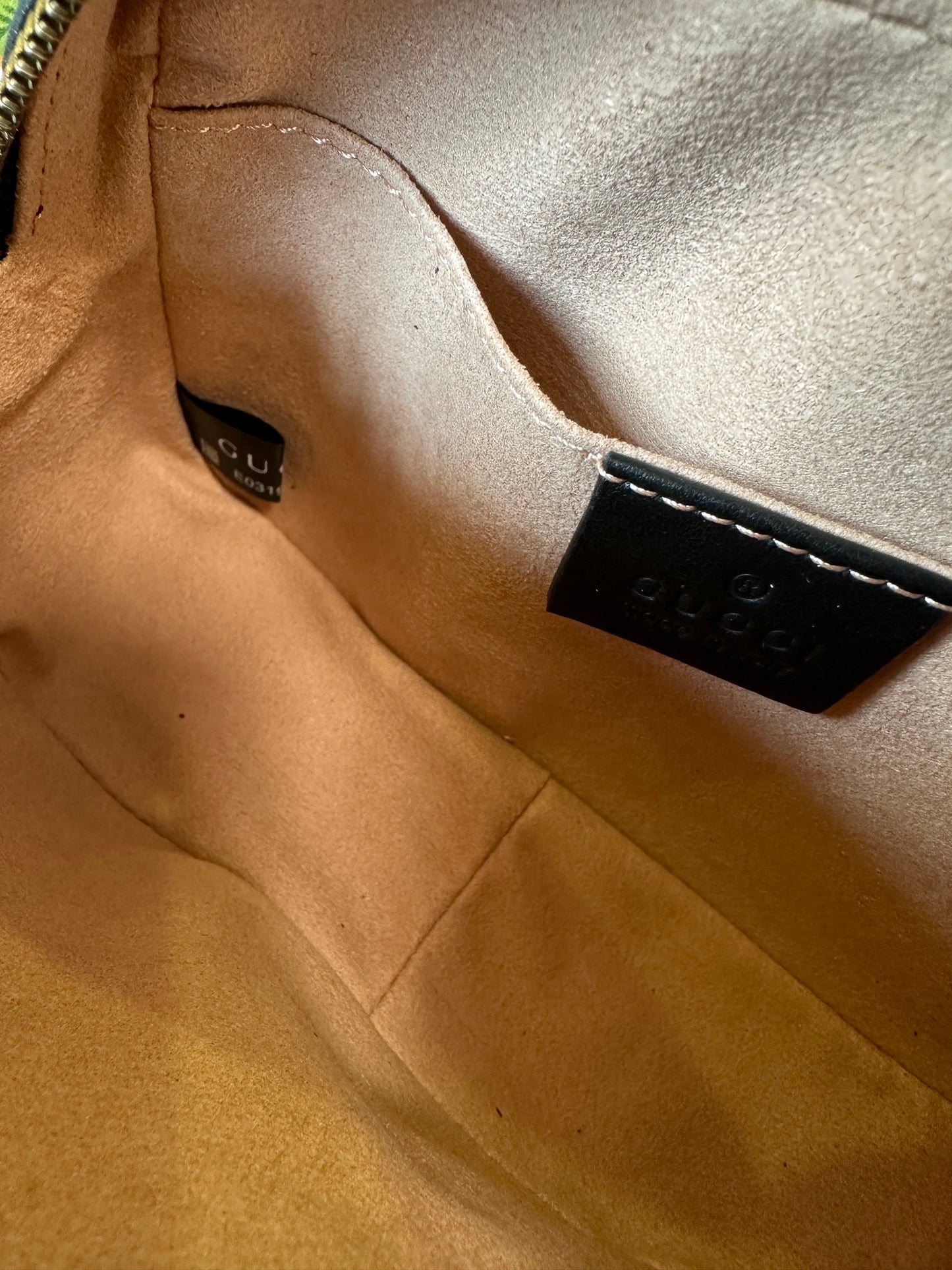 Gucci GG Marmont Black Chevron Leather Camera Bag Gold Double G