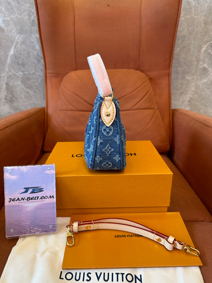 Louis Vuitton Denim Monogram Mini Hobo Bag with Detachable Strap