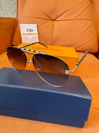 Louis Vuitton Evidence Z1505E Sunglasses – Black Leather Monogram Arms
