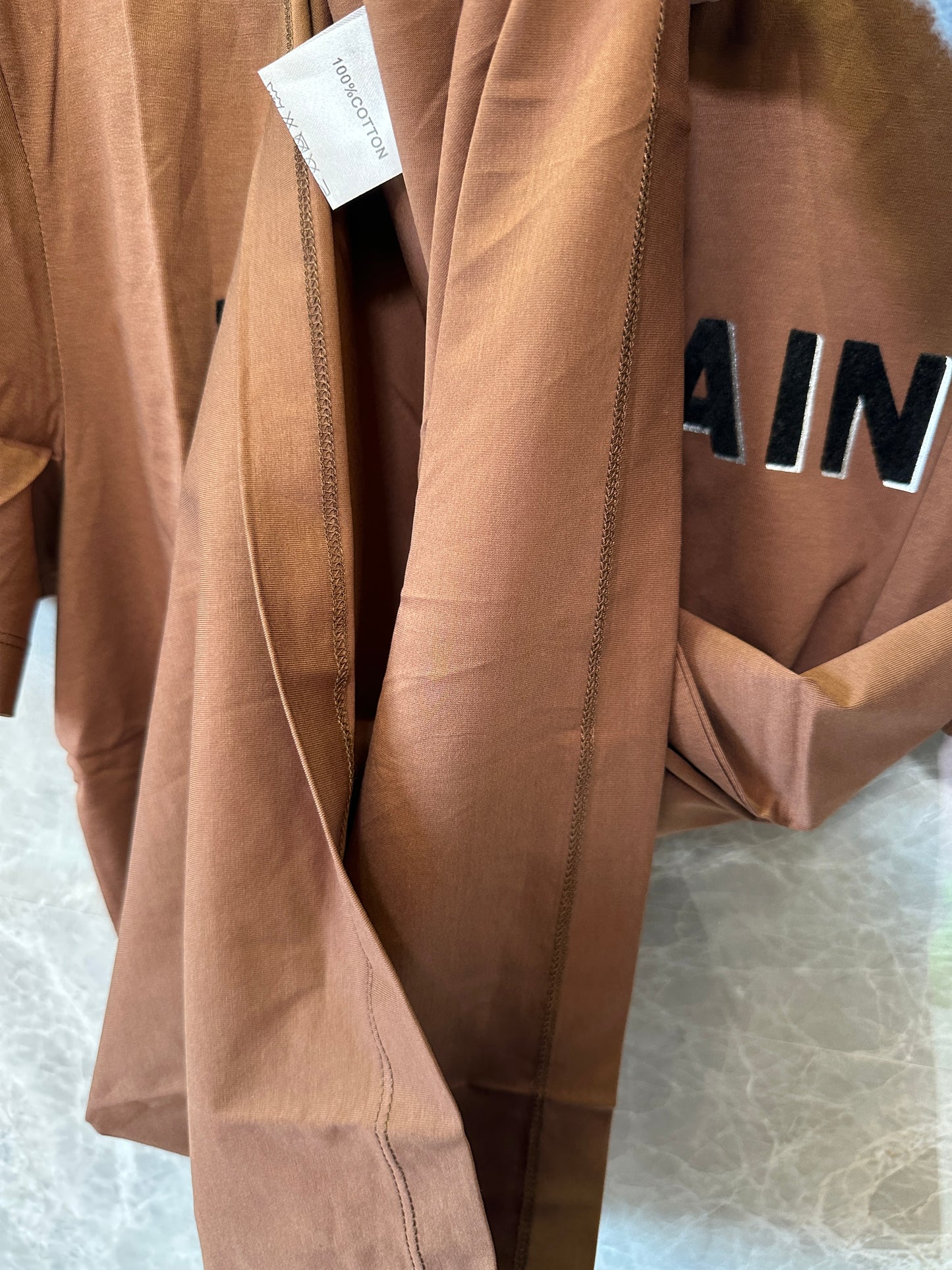 Balmain Logo Print Cotton T-Shirt Brown