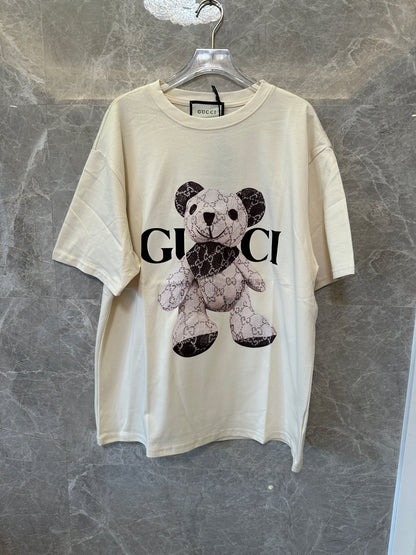Gucci Bear Logo T-shirt Cream Cotton Tee