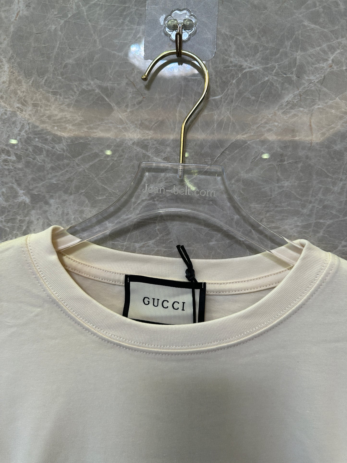 Gucci Bear Logo T-shirt Cream Cotton Tee