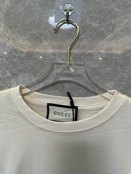 Gucci Bear Logo T-shirt Cream Cotton Tee