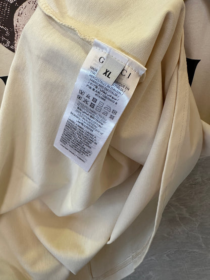 Gucci Bear Logo T-shirt Cream Cotton Tee