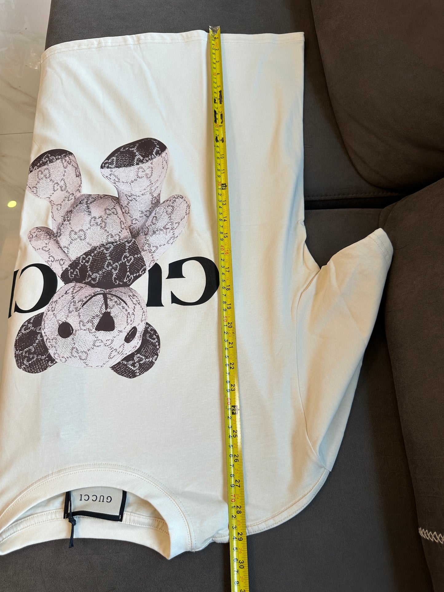 Gucci Bear Logo T-shirt Cream Cotton Tee
