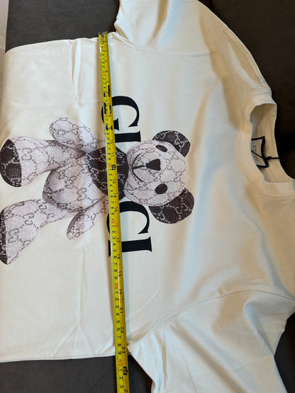 Gucci Bear Logo T-shirt Cream Cotton Tee