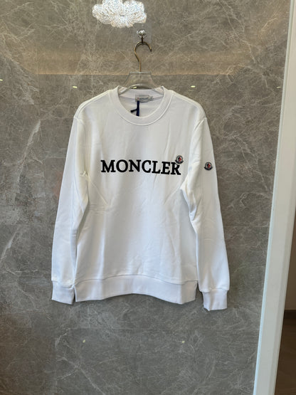 Moncler White Logo Crewneck Sweatshirt