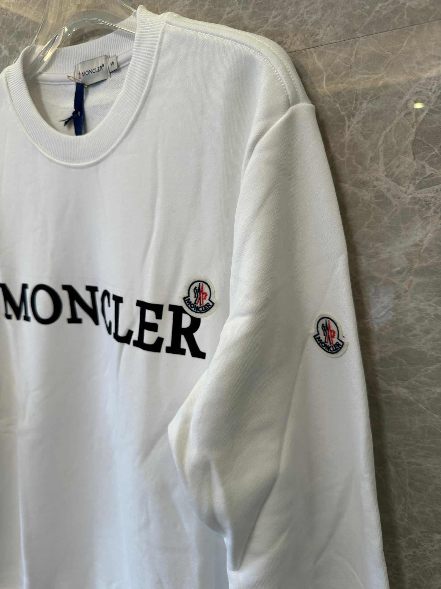 Moncler White Logo Crewneck Sweatshirt