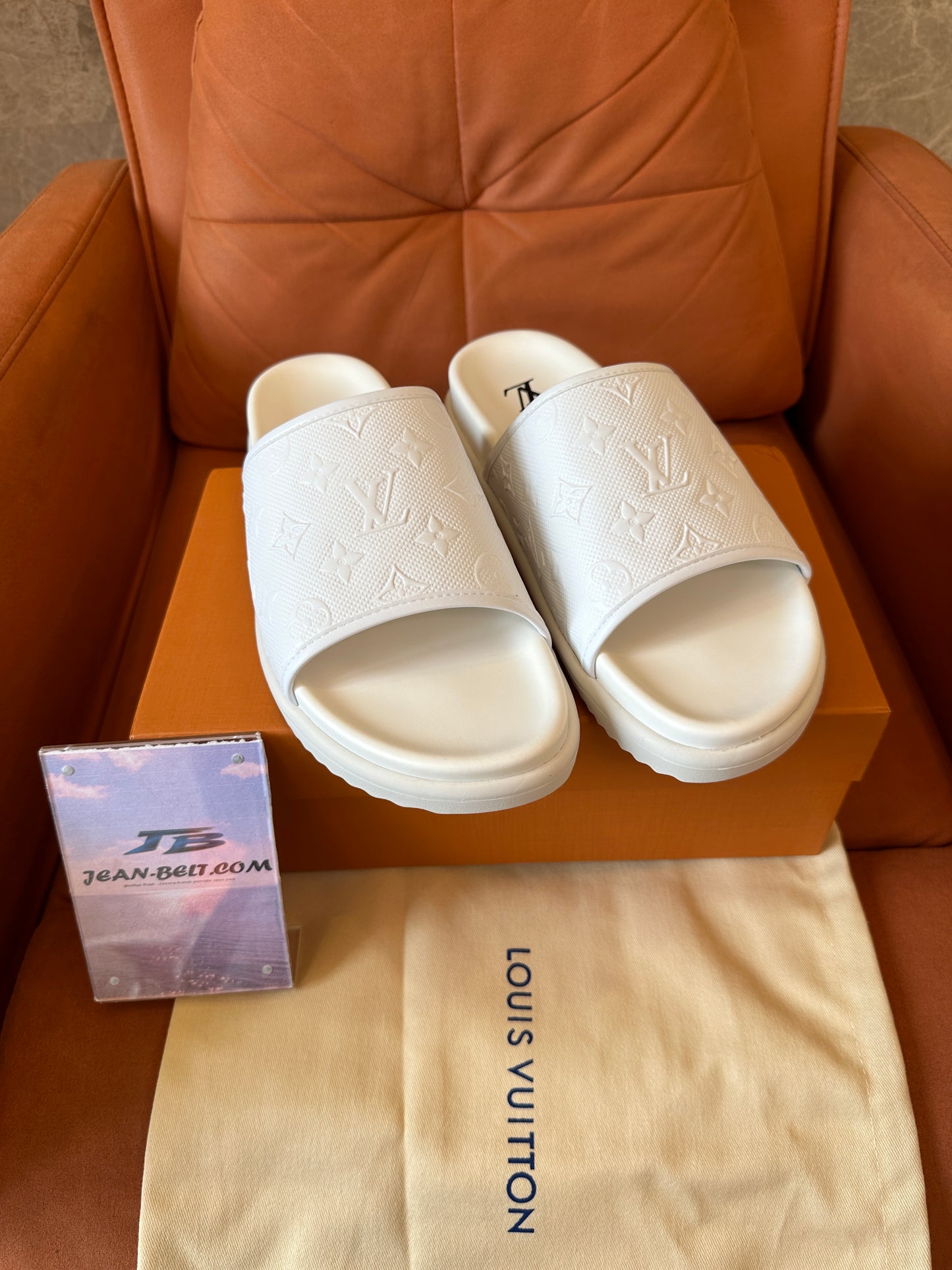 Louis Vuitton White Monogram Slide Sandals