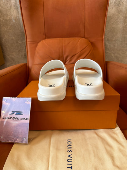 Louis Vuitton White Monogram Slide Sandals
