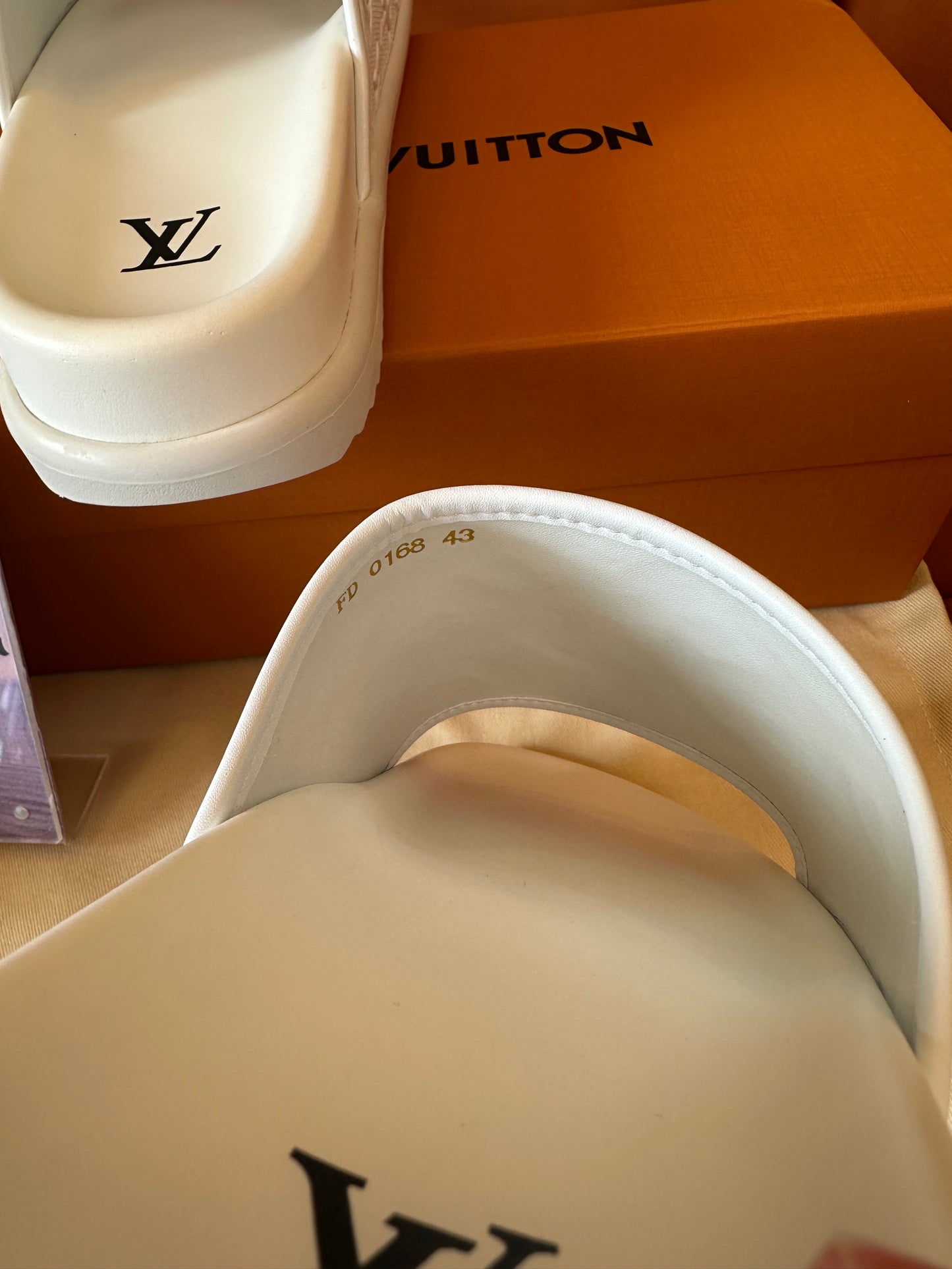 Louis Vuitton White Monogram Slide Sandals