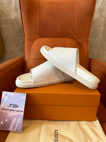 Louis Vuitton White Monogram Slide Sandals