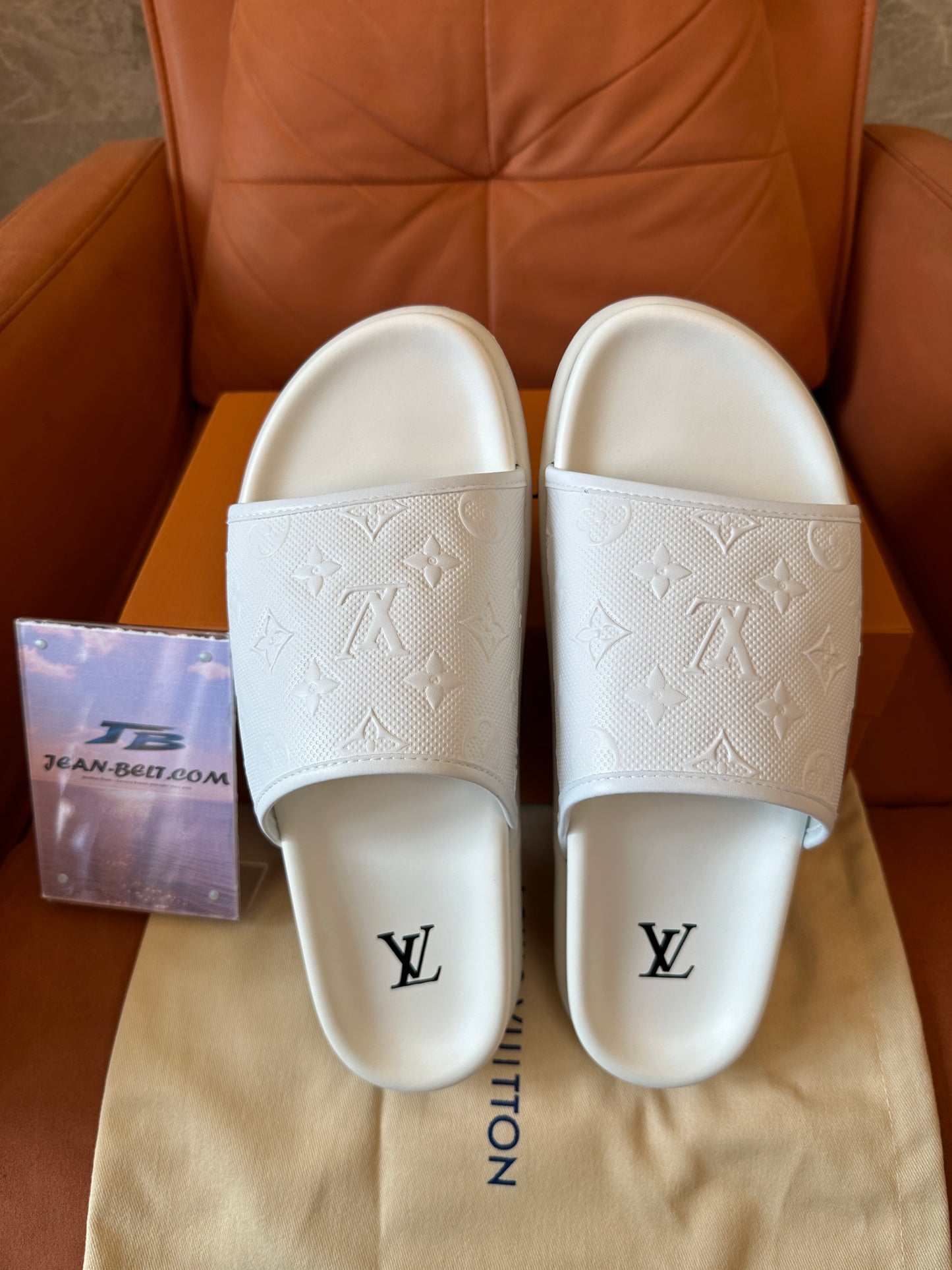 Louis Vuitton White Monogram Slide Sandals