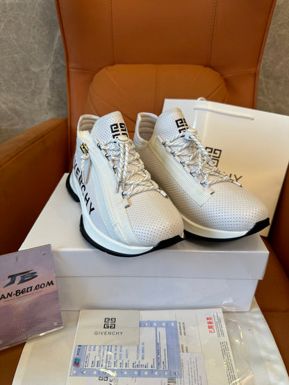 Givenchy White Mesh Running Sneakers with Side Zip Detail