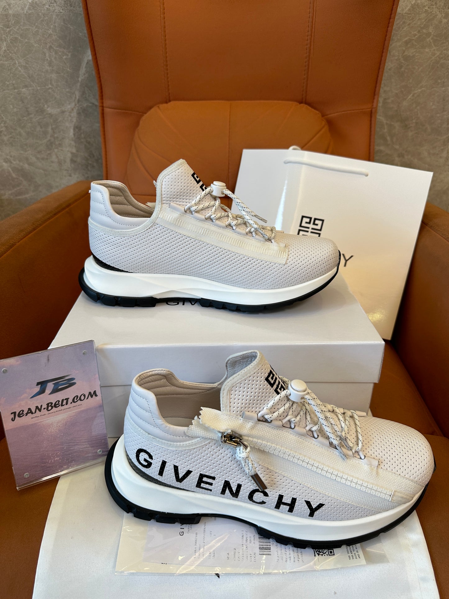 Givenchy White Mesh Running Sneakers with Side Zip Detail
