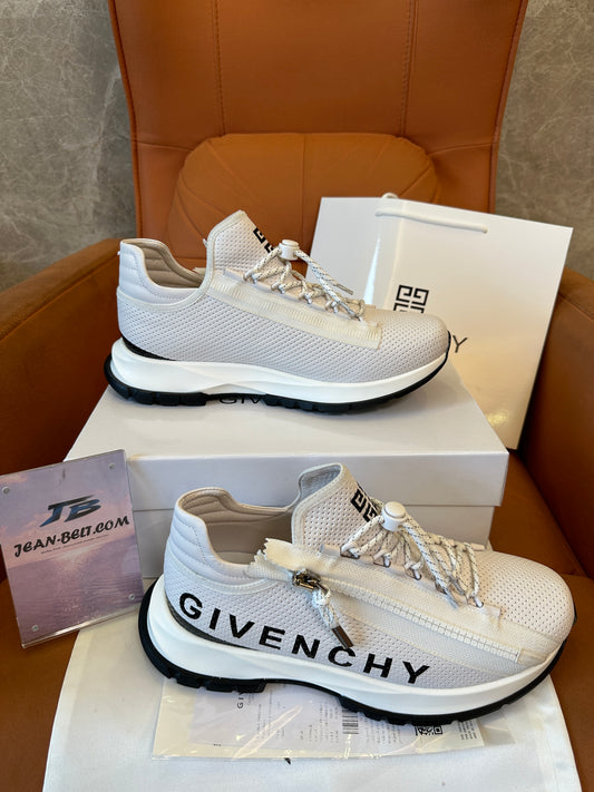 Givenchy White Mesh Running Sneakers with Side Zip Detail