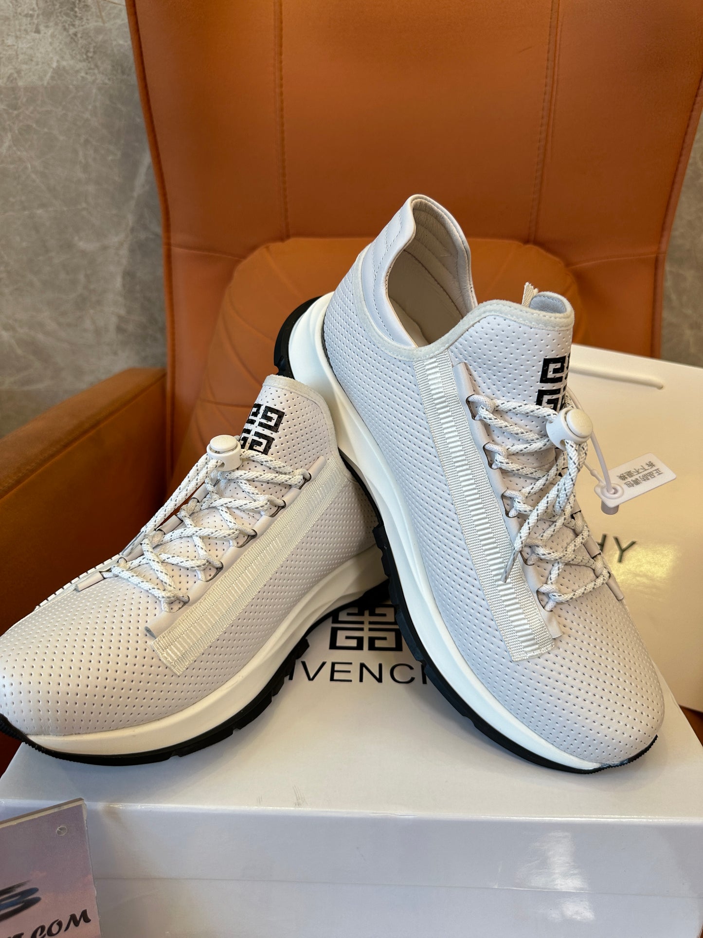 Givenchy White Mesh Running Sneakers with Side Zip Detail